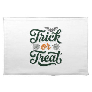 Vintage Trick Or Treat Halloween Typography Design Cloth Placemat