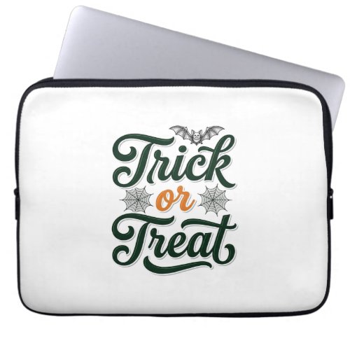 Vintage Trick Or Treat Halloween Typography Design Laptop Sleeve
