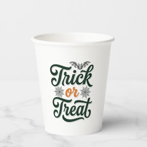 Vintage Trick Or Treat Halloween Typography Design Paper Cups