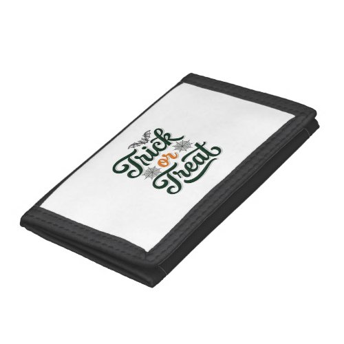 Vintage Trick Or Treat Halloween Typography Design Trifold Wallet