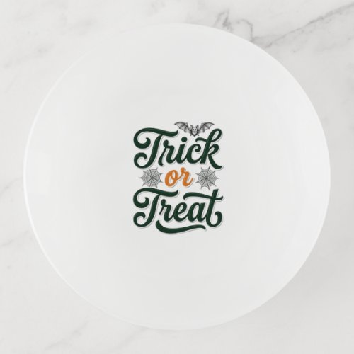 Vintage Trick Or Treat Halloween Typography Design Trinket Tray