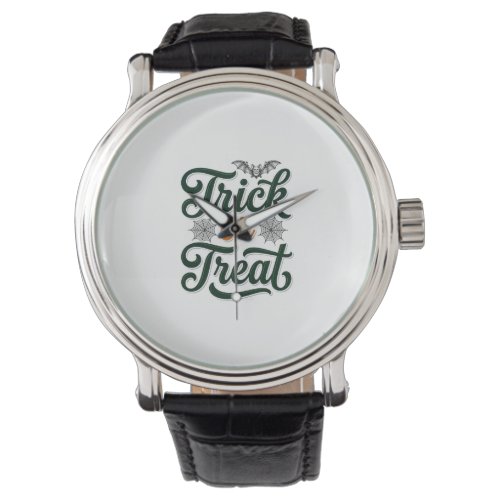 Vintage Trick Or Treat Halloween Typography Design Watch