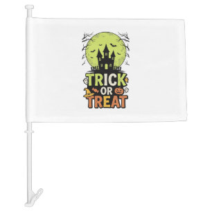 Vintage Trick or Treat Haunted House Halloween Des Car Flag