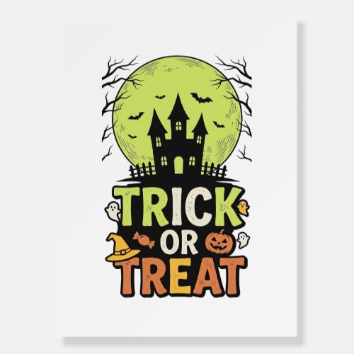 Vintage Trick or Treat Haunted House Halloween Des Foam Board