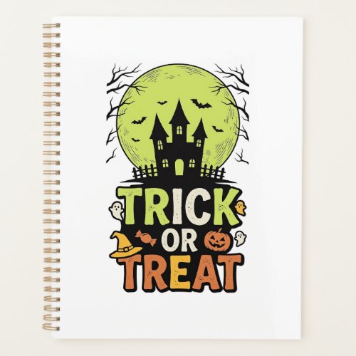 Vintage Trick or Treat Haunted House Halloween Des Planner