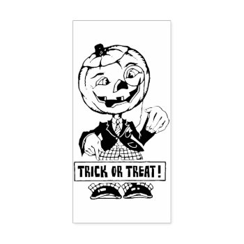 Vintage Trick Or Treat Pumpkin Man Rubber Stamp by Vintage_Halloween at Zazzle