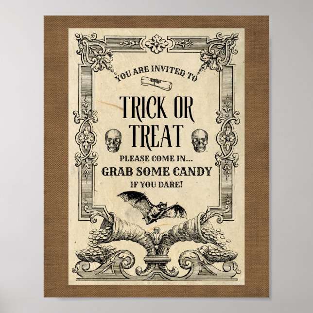 Vintage Trick or Treat Welcome Poster (Front)