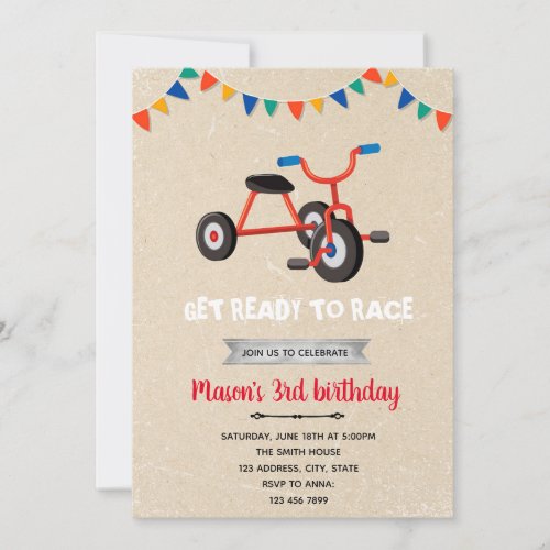 Vintage tricycle bicycle invitation