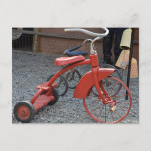 Vintage Tricycle Bike Lets Ride Postcard