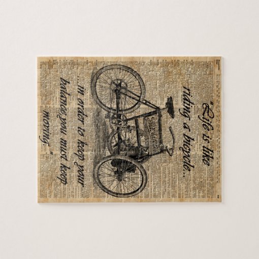 Vintage Tricycle Dictionary Art Bicycle Quote Jigsaw Puzzle Zazzle