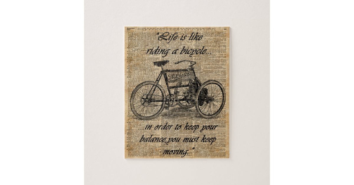 Vintage Tricycle Dictionary Art Bicycle Quote Jigsaw Puzzle Zazzle