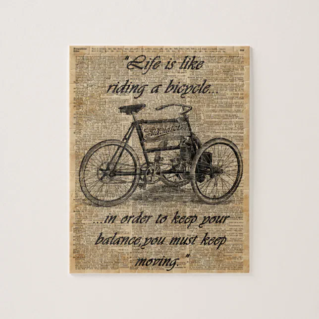 Vintage Tricycle Dictionary Art Bicycle Quote Jigsaw Puzzle Zazzle