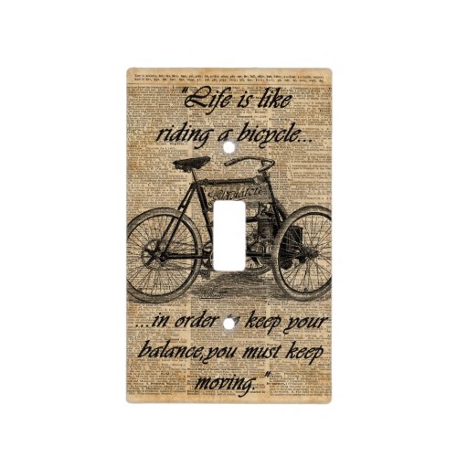 Vintage Tricycle Dictionary Art Bicycle Quote Light Switch Cover