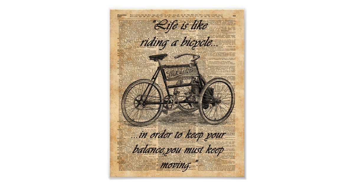 ART PRINT ON ORIGINAL ANTIQUE BOOK PAGE Quote Bicycle Bunny Dictionary Rabbit