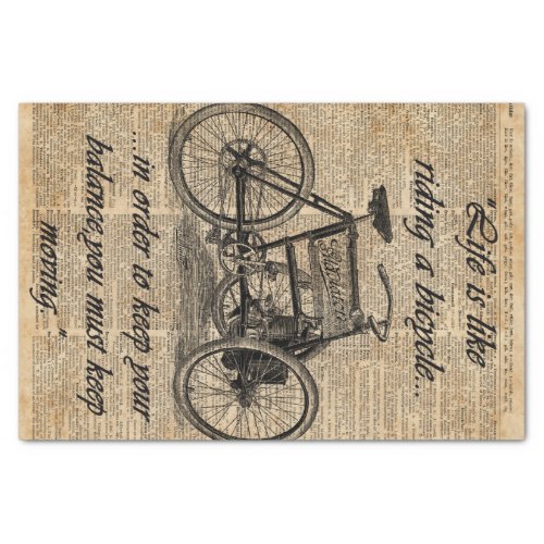 Vintage Tricycle Dictionary Art Bicycle Quote Tissue Paper