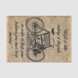 Vintage Tricycle Dictionary Art Bicycle Quote Tissue Paper