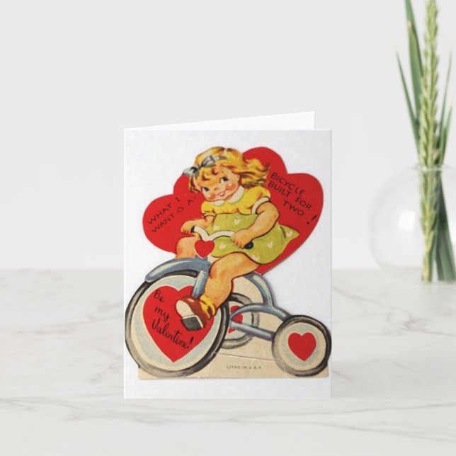Vintage Tricycle Valentine's Day Card (Front)