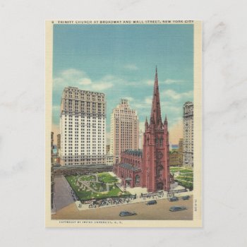 Vintage Trinity Church New York City  New York Postcard by thedustyattic at Zazzle