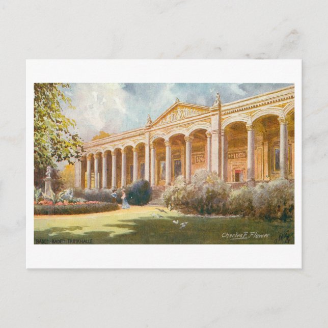 Vintage Trinkhalle in Baden-Baden, Germany Postcard (Front)