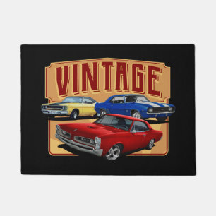 Vintage Trio Of Muscle Cars Doormat