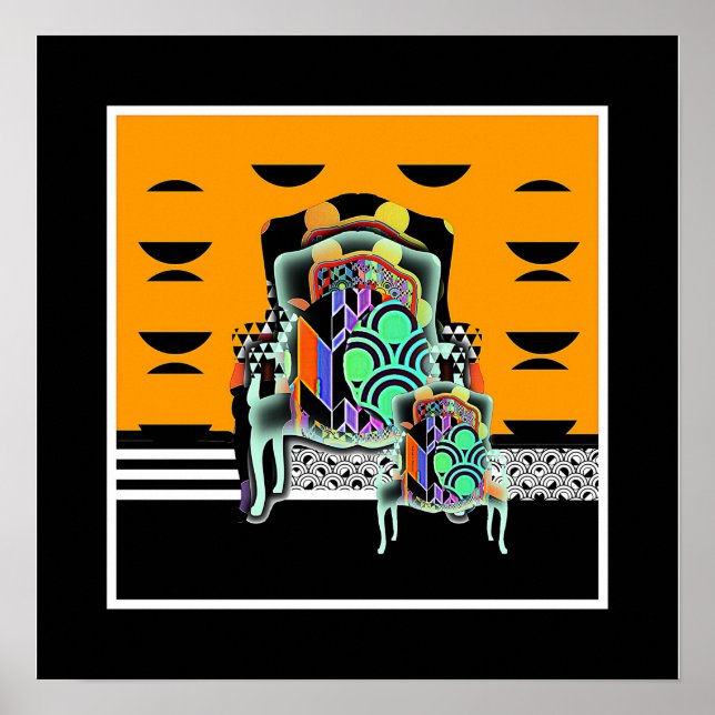 Vintage Triple Geo Armchairs Poster (Front)