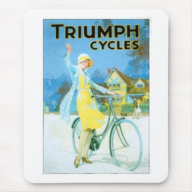 Vintage Triumph Cycles Bicycle Poster Mouse Pad (Front)