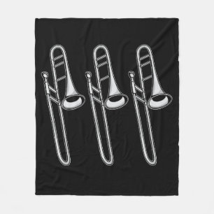 Vintage Trombone Player Retro Musician Big Band Fleece Blanket