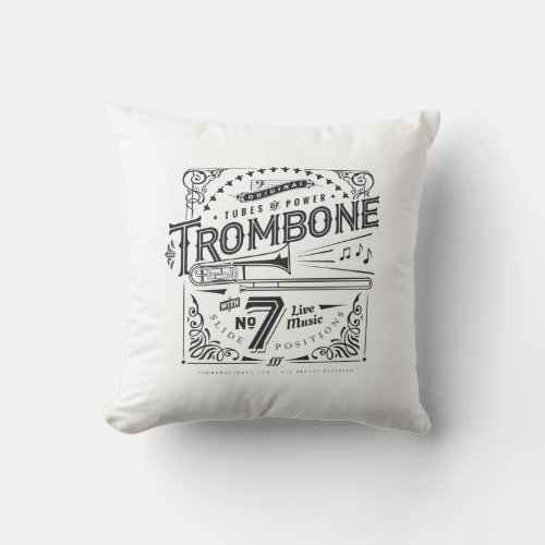 Vintage Trombone Throw Pillow