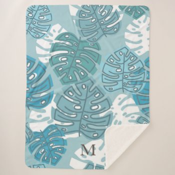 Vintage Tropical Abstract Leaves Pattern Botanical Sherpa Blanket by ReligiousStore at Zazzle