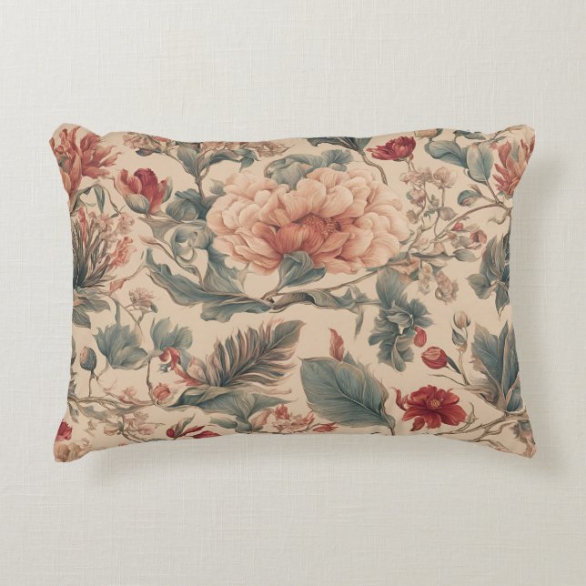 Vintage Tropical Accent Pillow (Front)