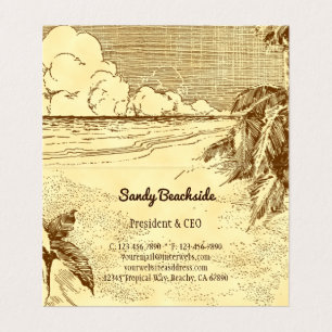 Vintage Tropical Beach Custom Folded Business Card