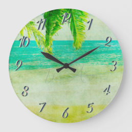 Vintage Tropical Beach Painting This Always . . . Large Clock