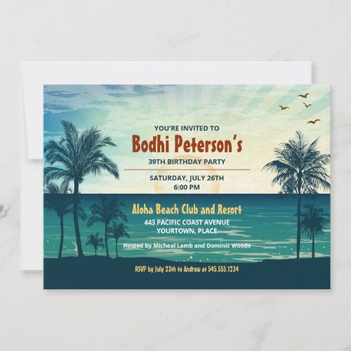Vintage Tropical Beach Party Invitation