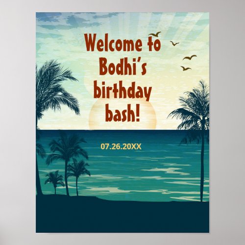 Vintage Tropical Beach Party  Welcome Poster