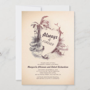 vintage tropical beach rehearsal dinner invitation