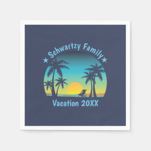 Vintage Tropical Beach Summer Sunset Palm Tree Napkins