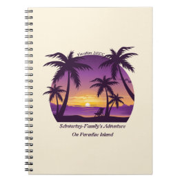 Vintage Tropical Beach Summer Sunset Palm Tree Notebook
