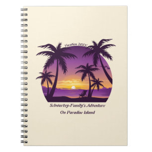 Vintage Tropical Beach Summer Sunset Palm Tree Notebook