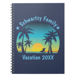 Vintage Tropical Beach Summer Sunset Palm Tree Notebook