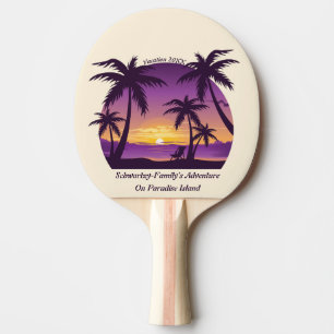 Vintage Tropical Beach Summer Sunset Palm Tree Ping Pong Paddle