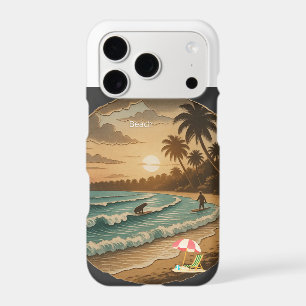 Vintage Tropical Beach Sunset iPhone 17 Pro Slim Case