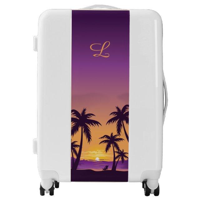 Vintage Tropical Beach Sunset Palm Tree Luggage (Front)