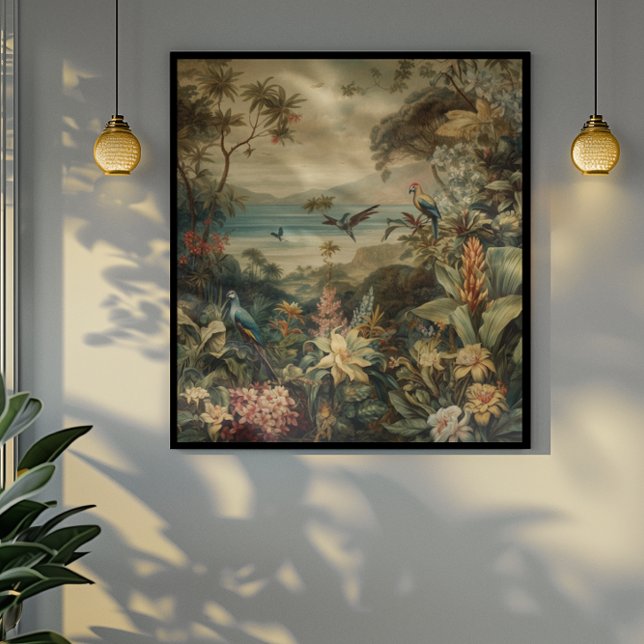 Vintage Tropical Bird Botanical Art | Luxury Canvas Print (Creator Uploaded)