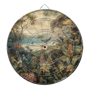 Vintage Tropical Bird Botanical Art   Luxury Dart Board