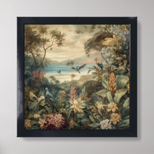 Vintage Tropical Bird Botanical Art Luxury Framed Art