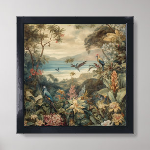 Vintage Tropical Bird Botanical Art Luxury Framed Art