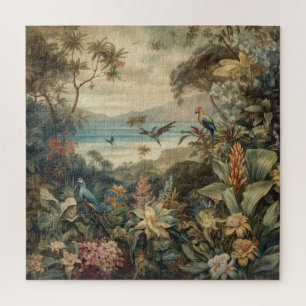Vintage Tropical Bird Botanical Art   Luxury Jigsaw Puzzle