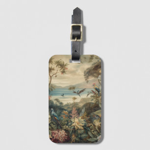 Vintage Tropical Bird Botanical Art Luxury Luggage Tag