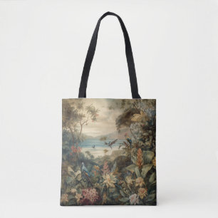 Vintage Tropical Bird Botanical Art   Luxury  Tote Bag
