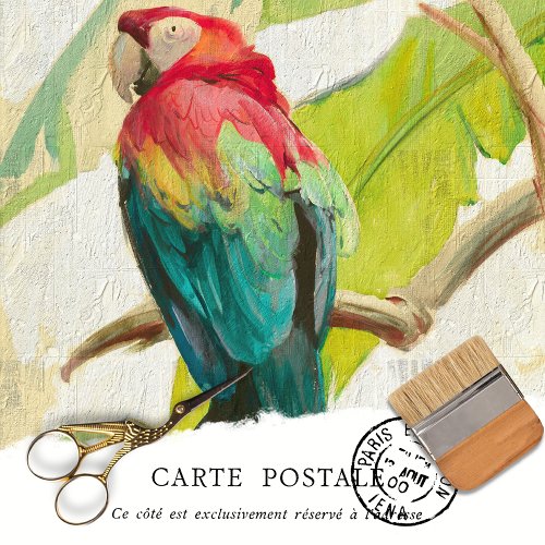 Vintage Tropical Bird Rustic Texture Decoupage Tissue Paper